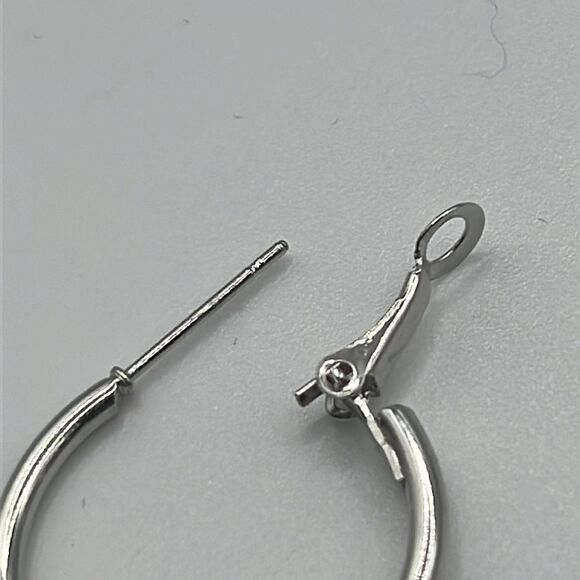 Choice of Silver-tone 1-in Hoops with Dangling Initial Charm (A-Z) - Picture 5 of 11